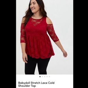 Torrid Lace Cold Shoulder Top - Size 3